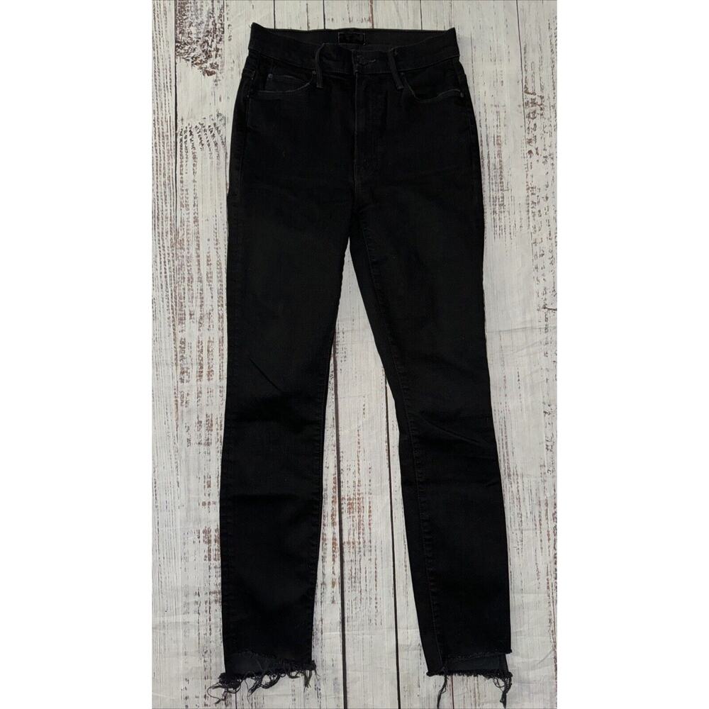 Mother Denim Women’s Stunner Zip Ankle Step Fray Not Guilty Size 24 Black Jeans